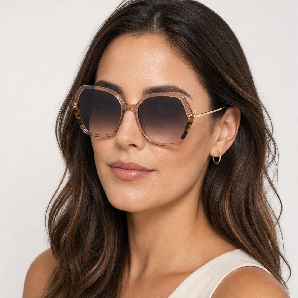 NEW Carolina Herrera HER 0185/S 0L93FF Peach/Havana Sunglasses authentic